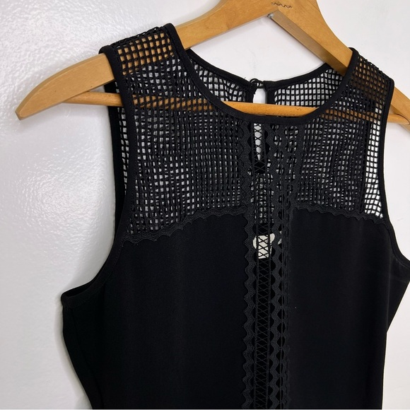 JONATHAN SIMKAI Black Mesh Peplum Style Sleeveless Top - Picture 2 of 4